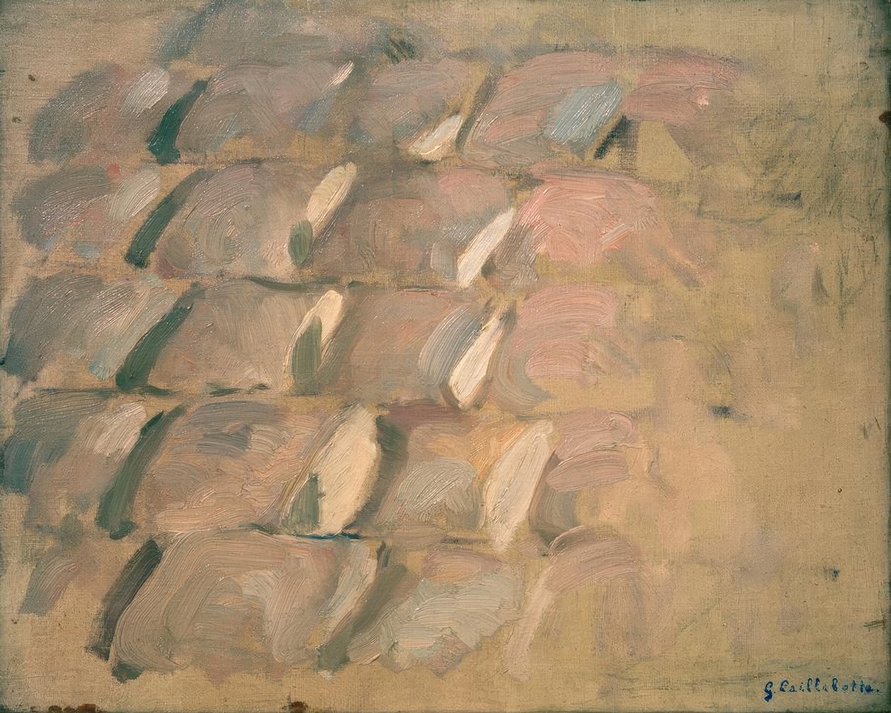 Studio per Rue de Paris, tempo di pioggia: i ciottoli da Gustave Caillebotte