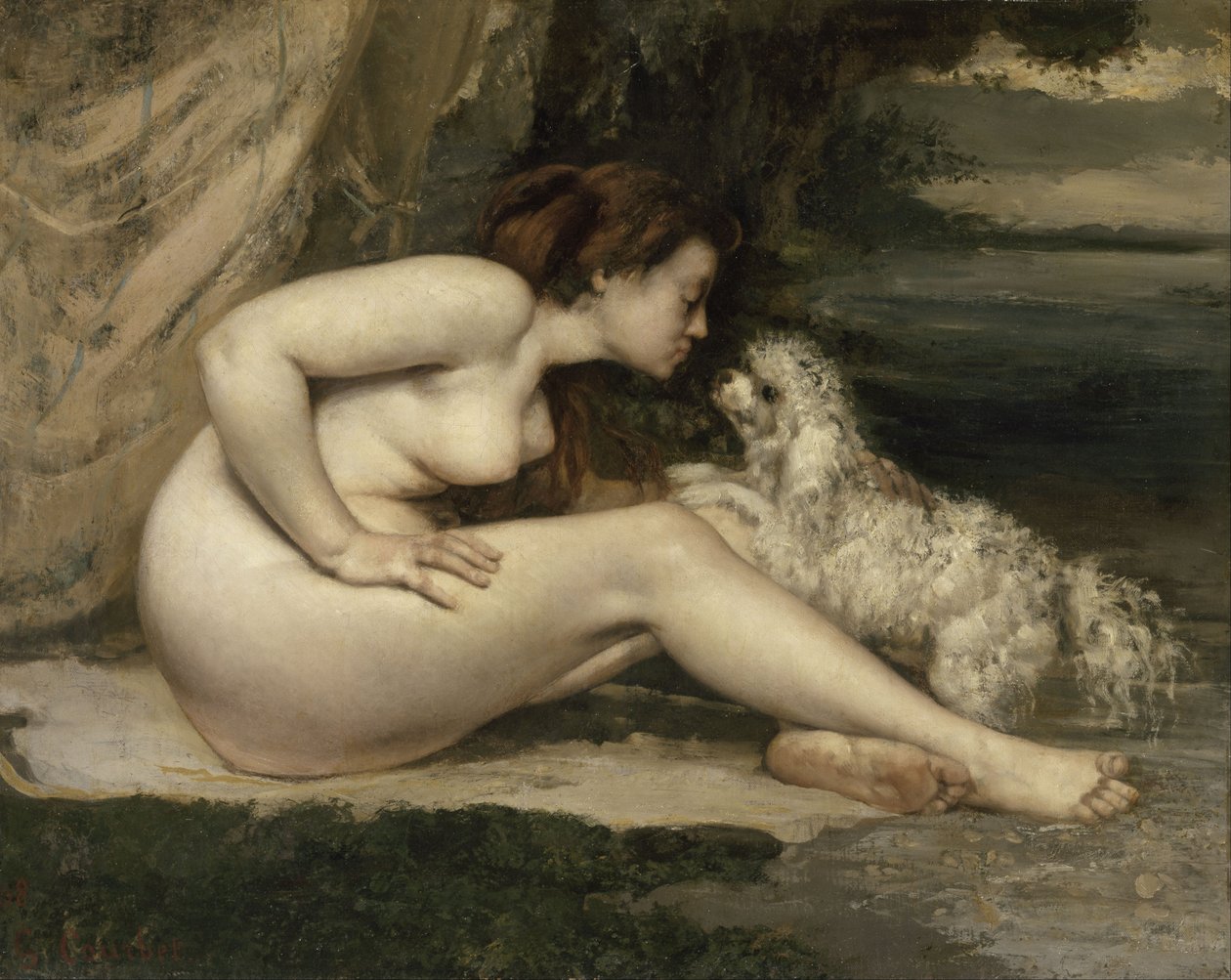 Donna nuda con un cane da Gustave Courbet