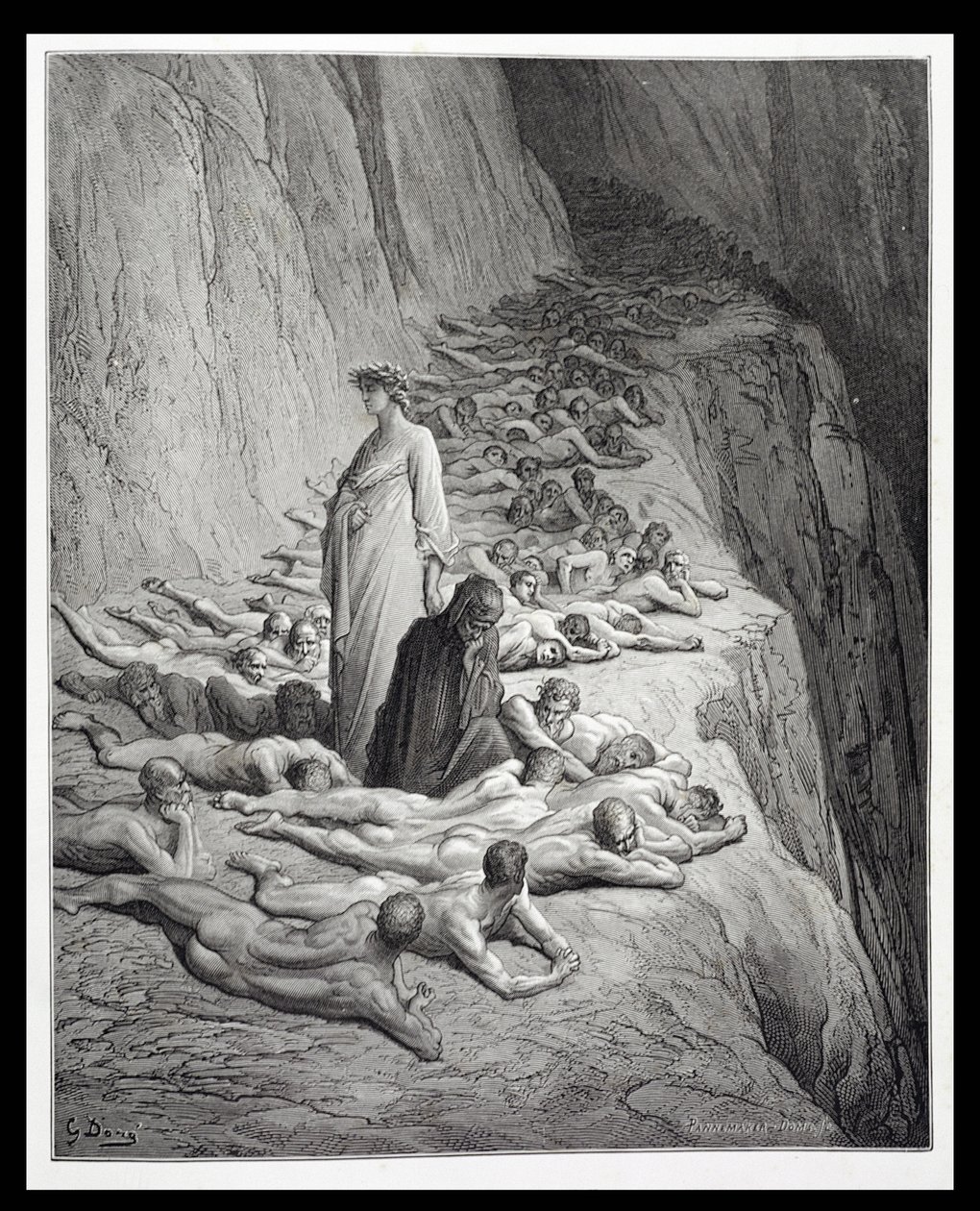 Dante e Papa Adriano V, dalla Divina Commedia (Purgatorio) di Dante Alighieri (1265-1321) inciso da Stephane Pannemaker (1847-1930) c.1868 da Gustave Dore