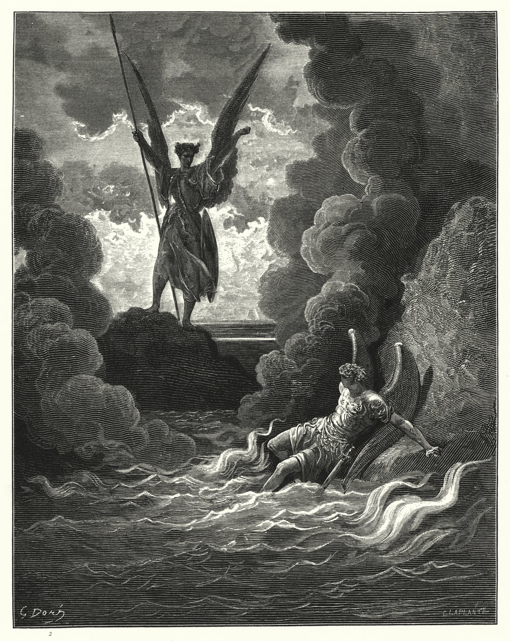 Illustrazione di Gustave Doré per il Paradiso Perduto di Milton, Libro I, versi 221, 222 da Gustave Dore