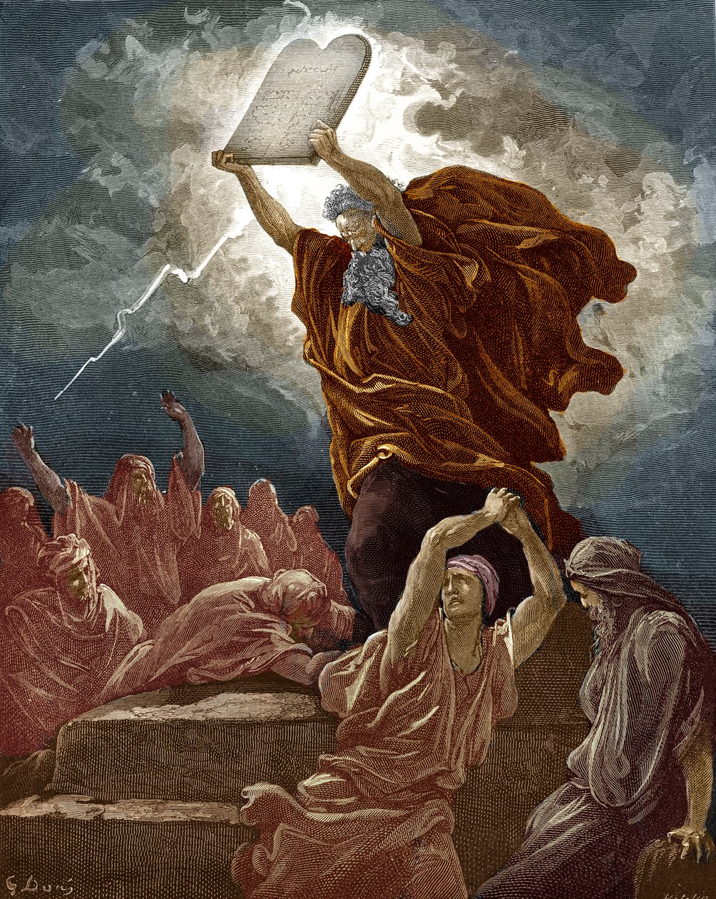 Mosè spezza le tavole della legge, di Doré - Bibbia da Gustave Dore