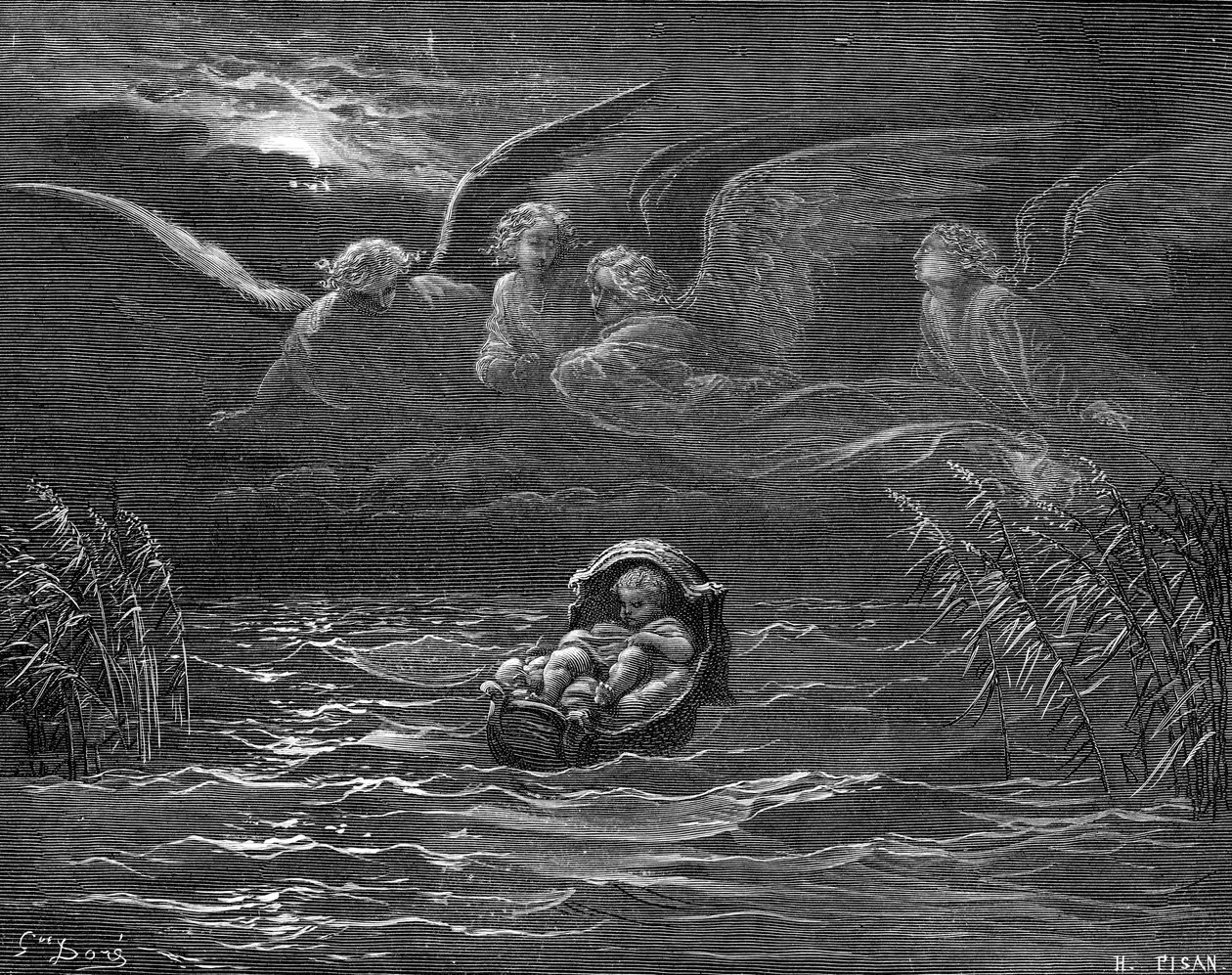 Mosè sul fiume Nilo, incisione di Doré da Gustave Dore