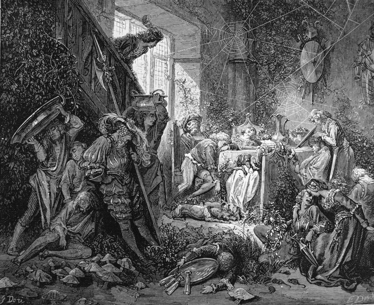 Il principe arriva al castello incantato, illustrazione per 