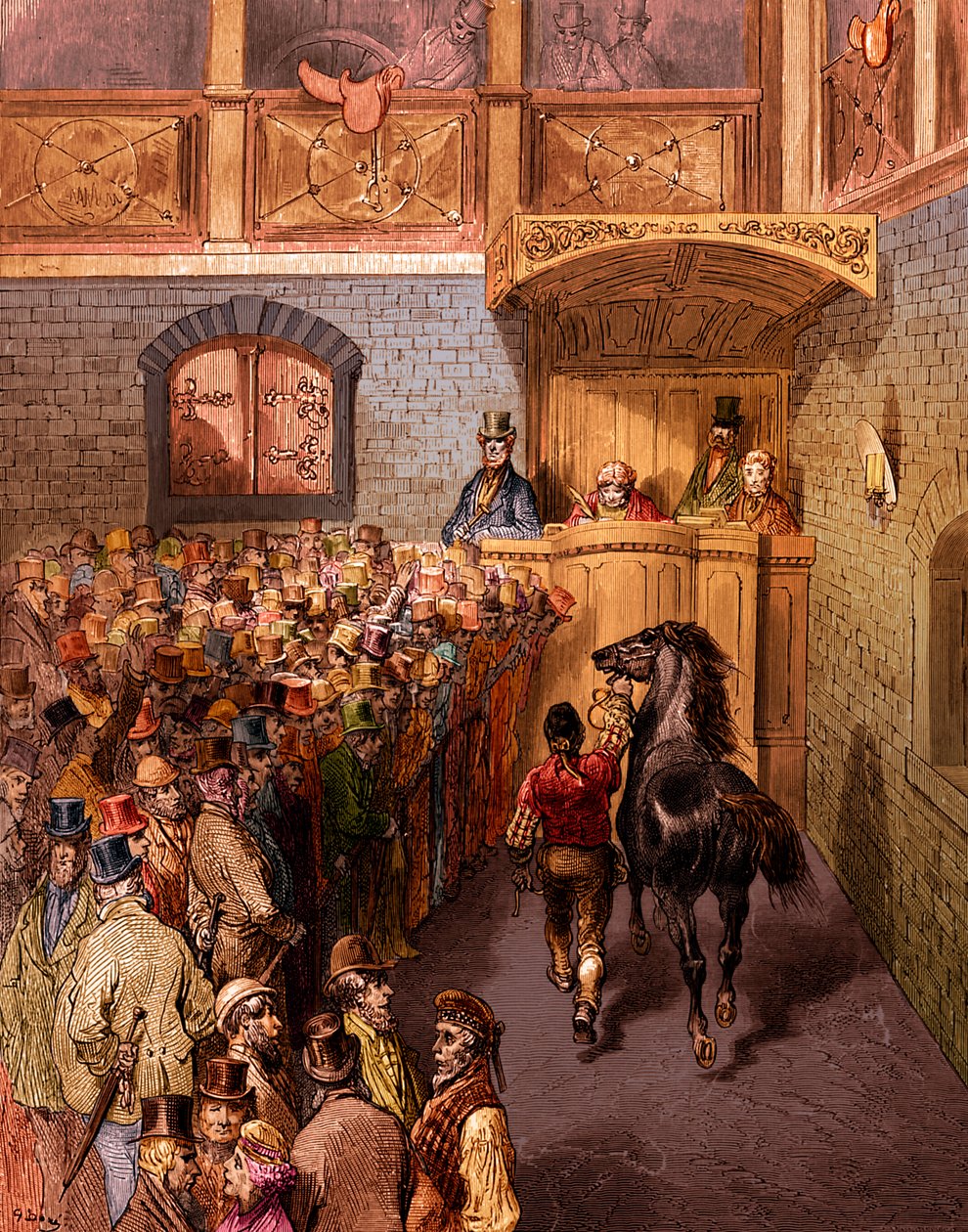 Asta di cavalli vittoriana, Tattersalls, incisione di Gustave Doré da Gustave Dore