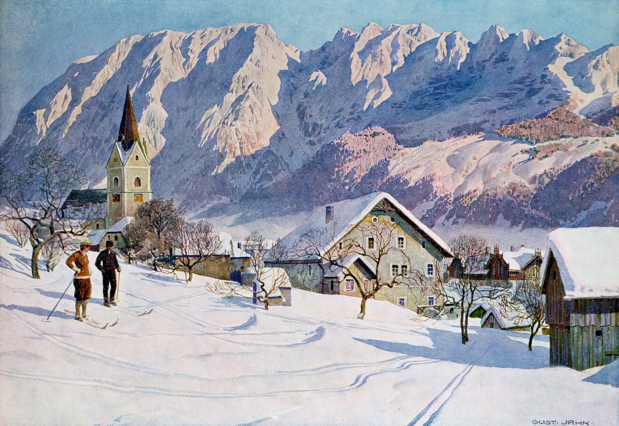Mitterndorf in Austria, da un acquerello originale da Gustav Jahn