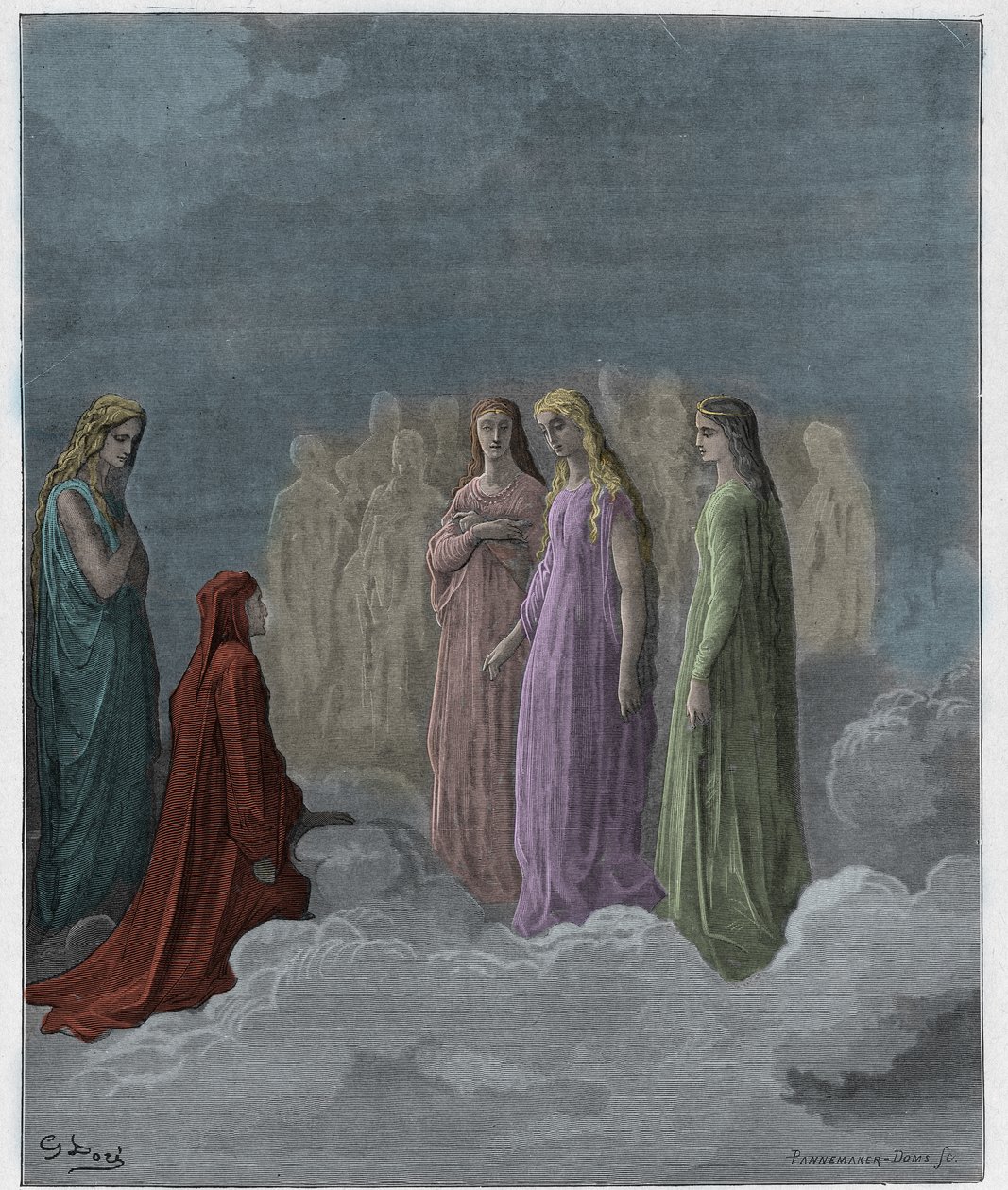 Paradiso, Canto 3: Il primo regno: Piccarda Donati e le anime i cui voti sono stati infranti (illustrazione dalla Divina Commedia di Dante Alighieri, 1885) da Gustave after Dore