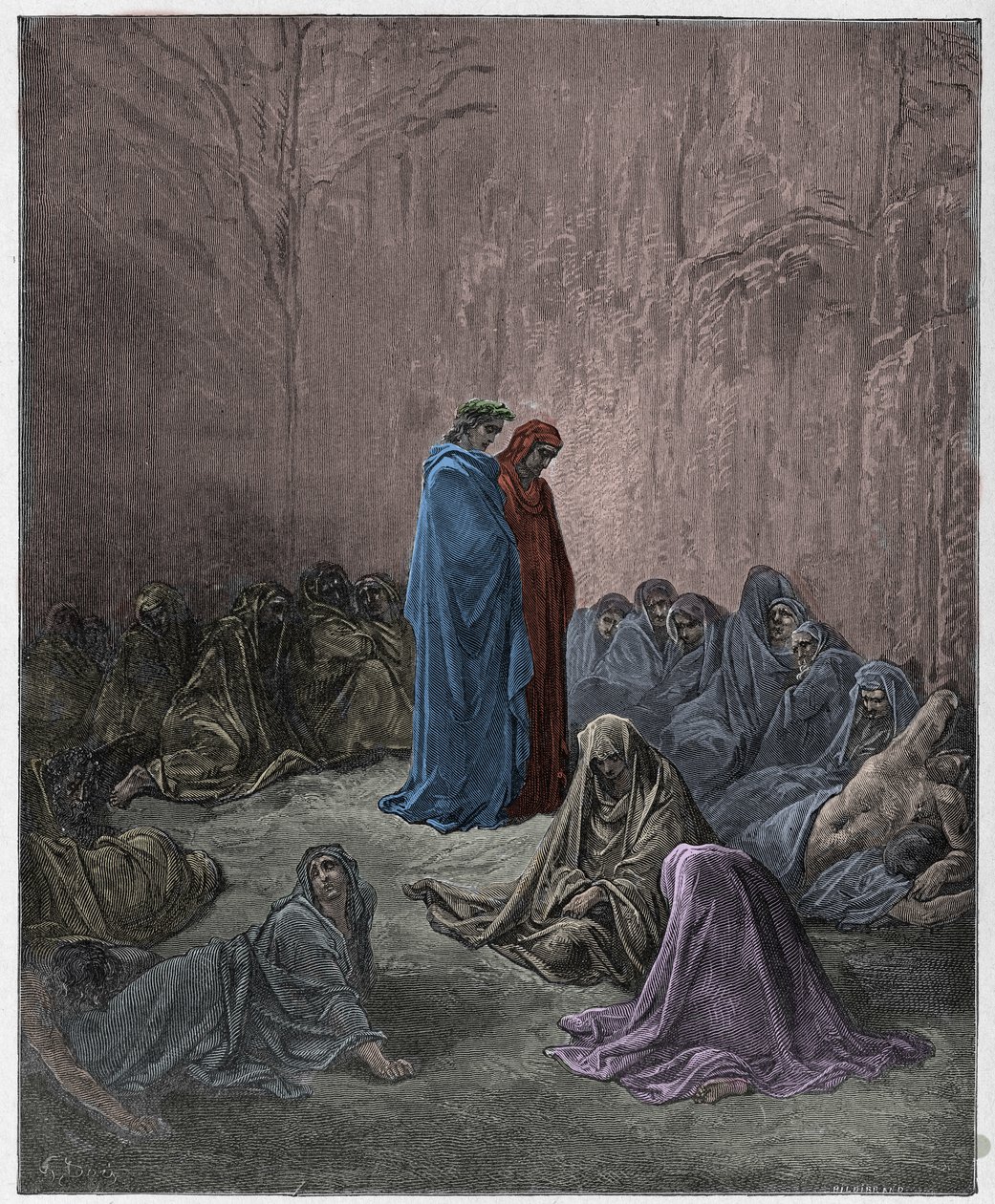Purgatorio, Canto 13: Le anime degli invidiosi (illustrazione dalla Divina Commedia di Dante Alighieri, 1885) da Gustave after Dore