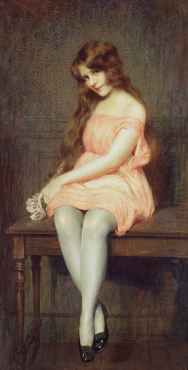 Giovane Ragazza in un Vestito Rosso da Gustave Brisgand