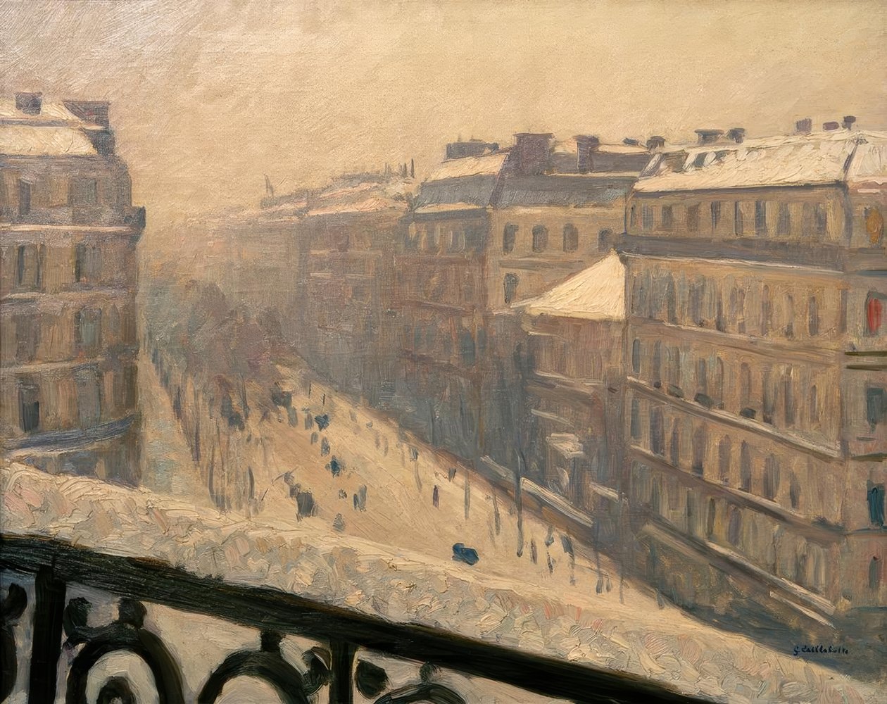 Boulevard Haussmann, effetto neve da Gustave Caillebotte