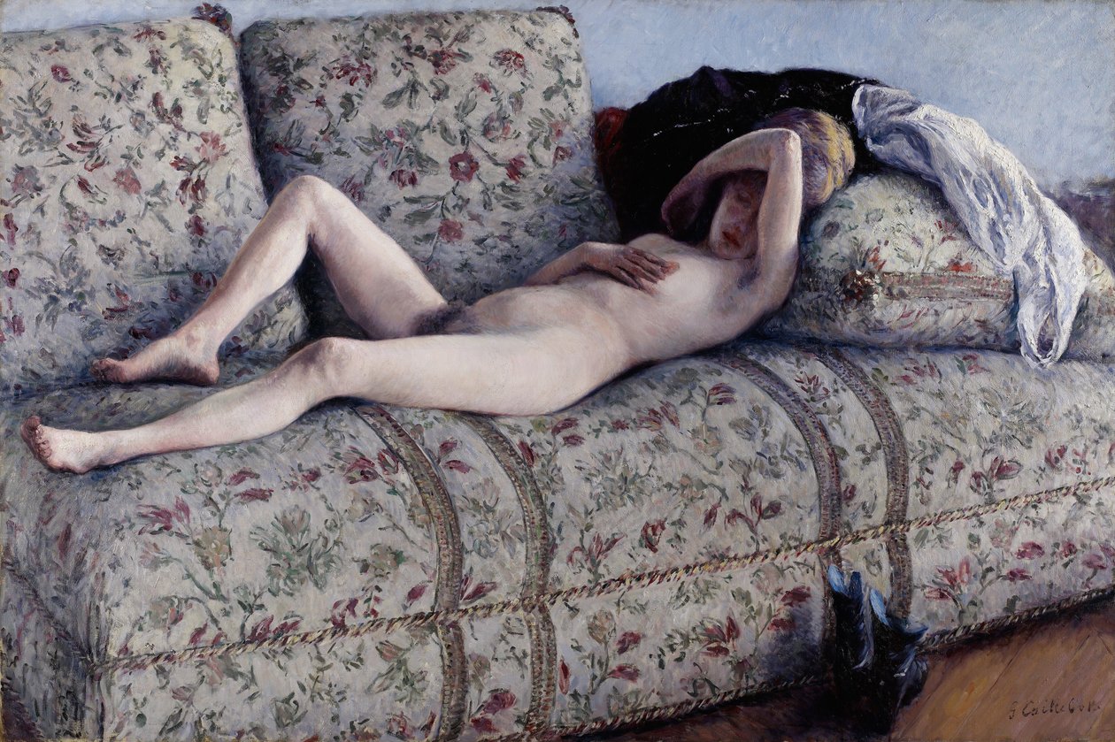 Nudo sul divano da Gustave Caillebotte