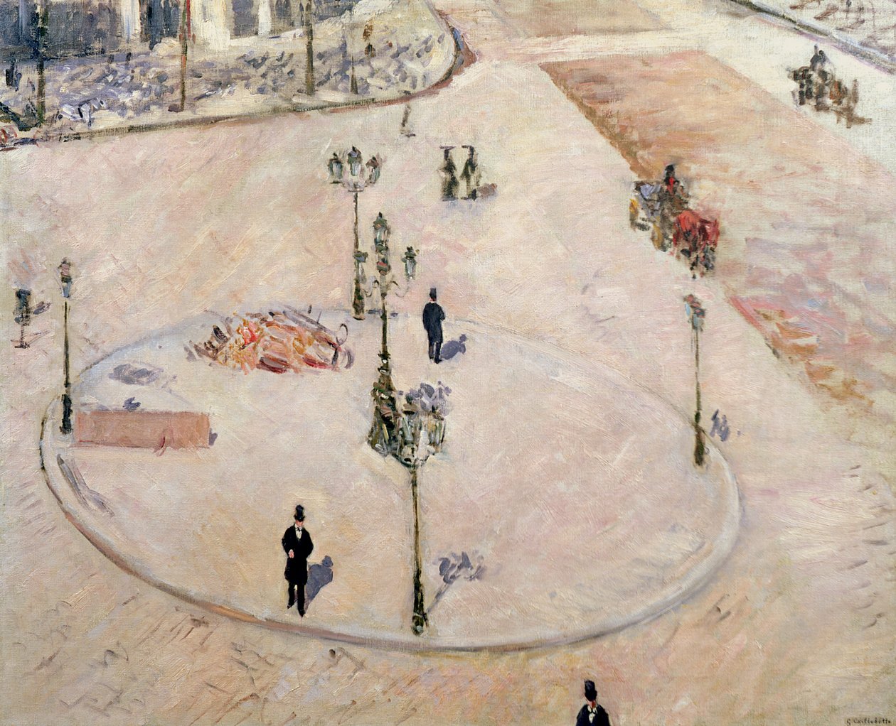 Isola del traffico sul Boulevard Haussmann, 1880 da Gustave Caillebotte