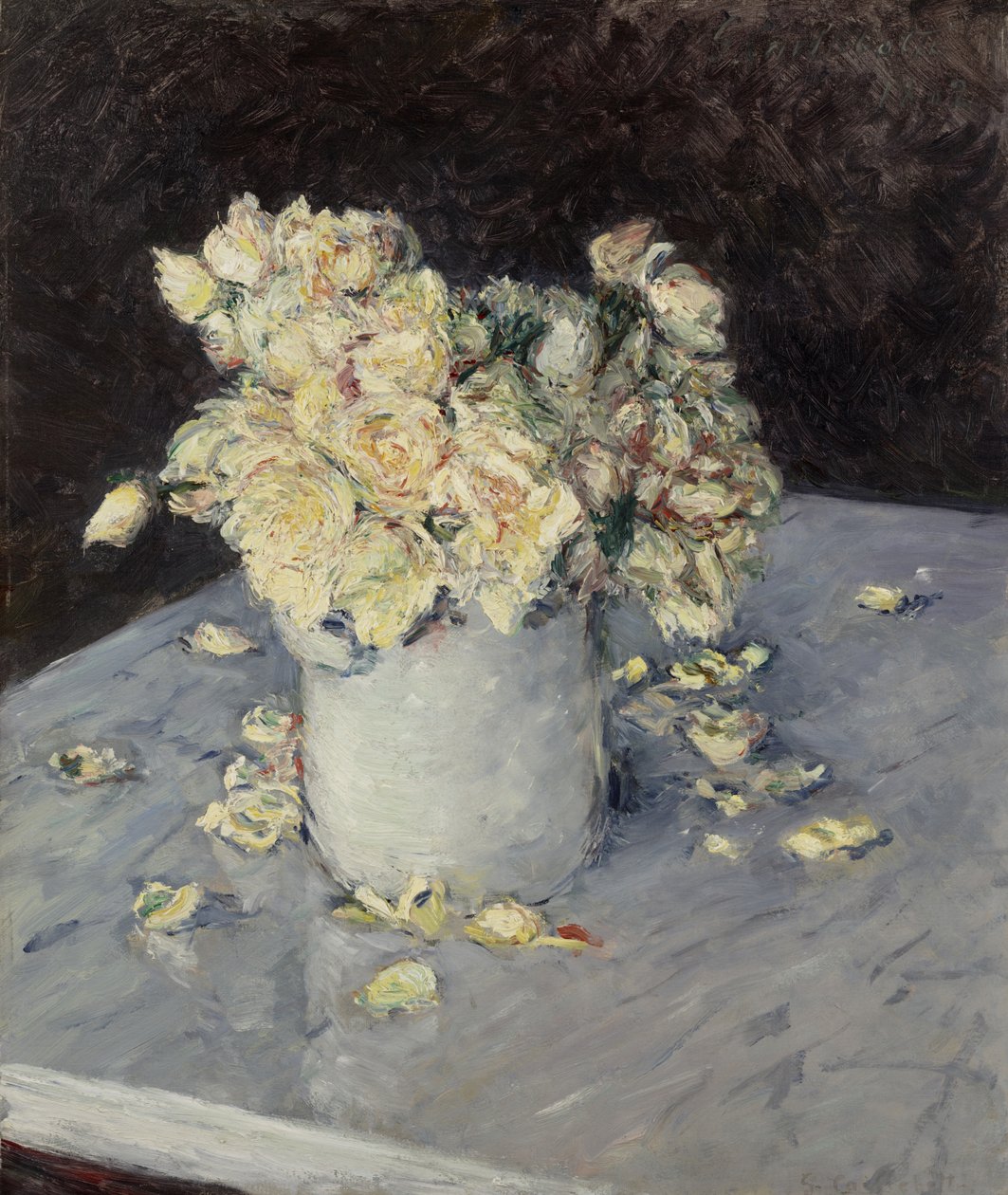 Rose gialle in un vaso da Gustave Caillebotte