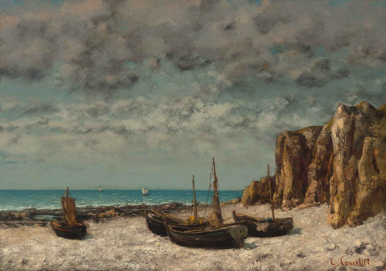 Barche su una spiaggia, Etretat, c. 1872-1875 da Gustave Courbet