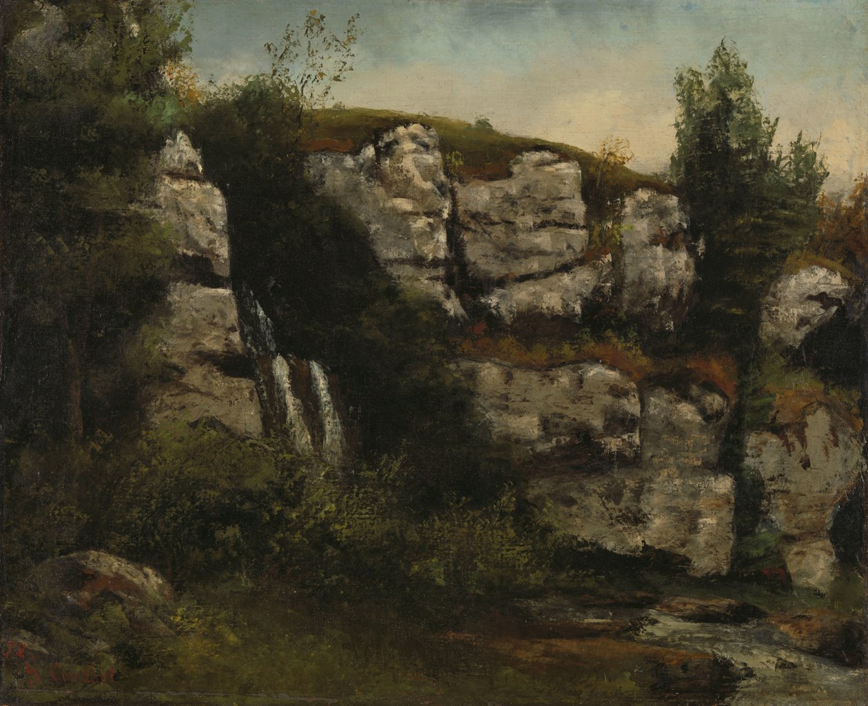Paesaggio con scogliere rocciose e una cascata da Gustave Courbet