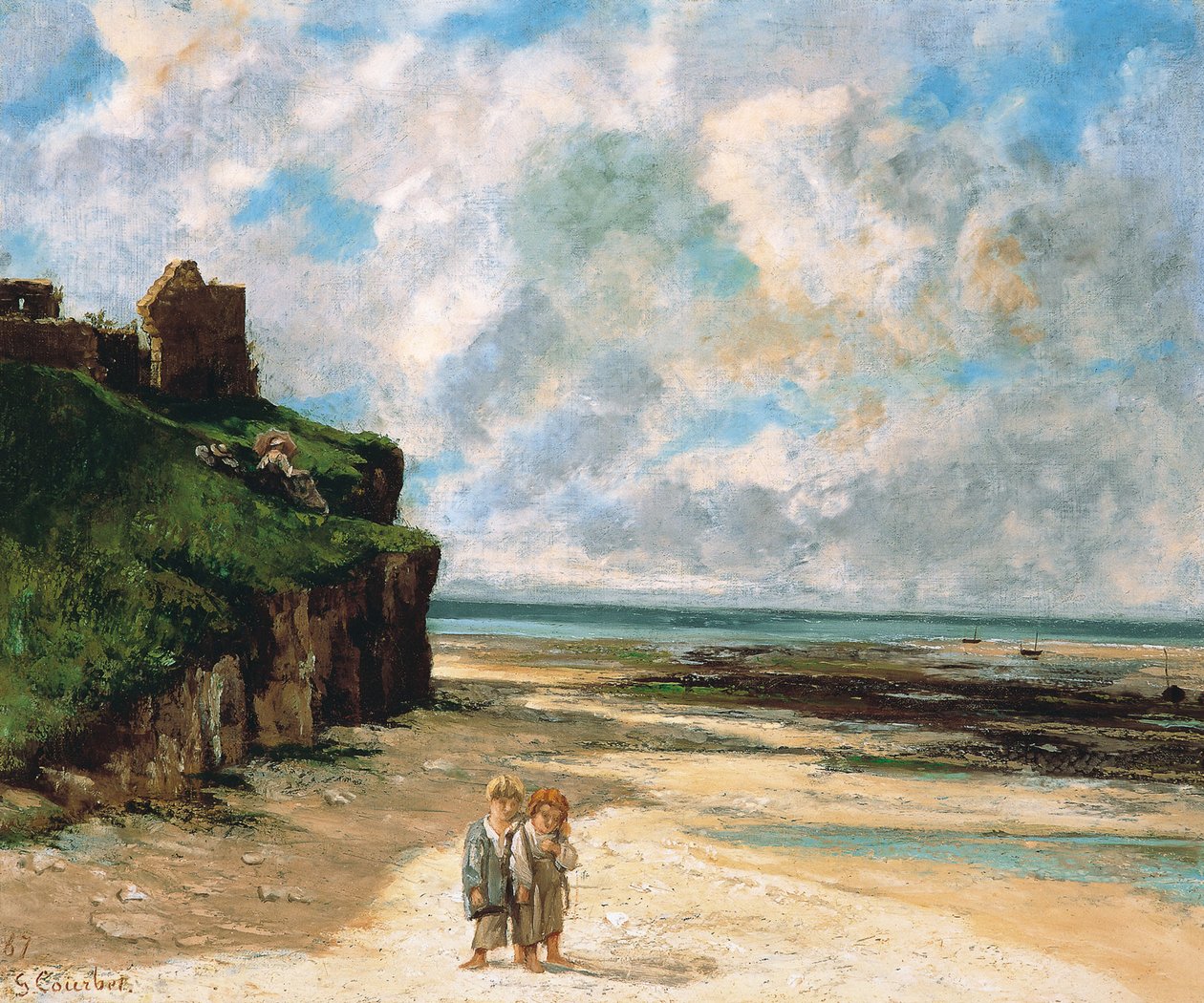 La spiaggia di Saint-Aubin-sur-Mer da Gustave Courbet