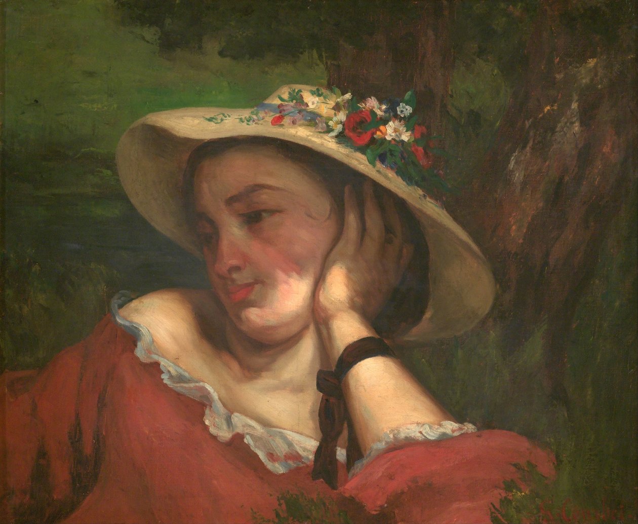 Donna con Fiori sul Cappello da Gustave Courbet