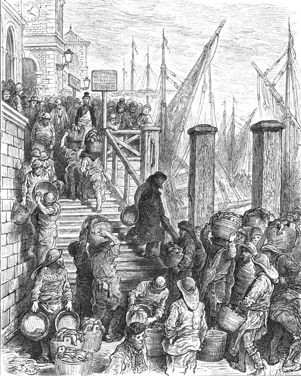 Billingsgate - Sbarco del pesce da Gustave Dore