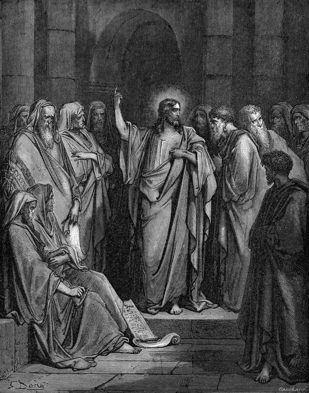 Cristo nella sinagoga da Gustave Dore
