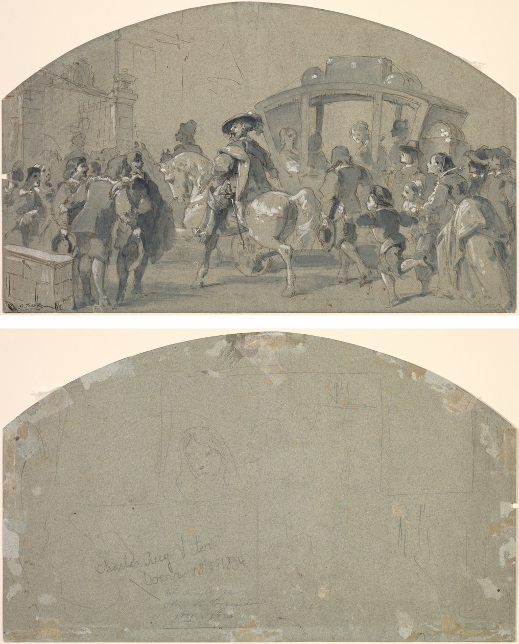 Scena di strada (recto); Schizzi (verso) da Gustave Dore