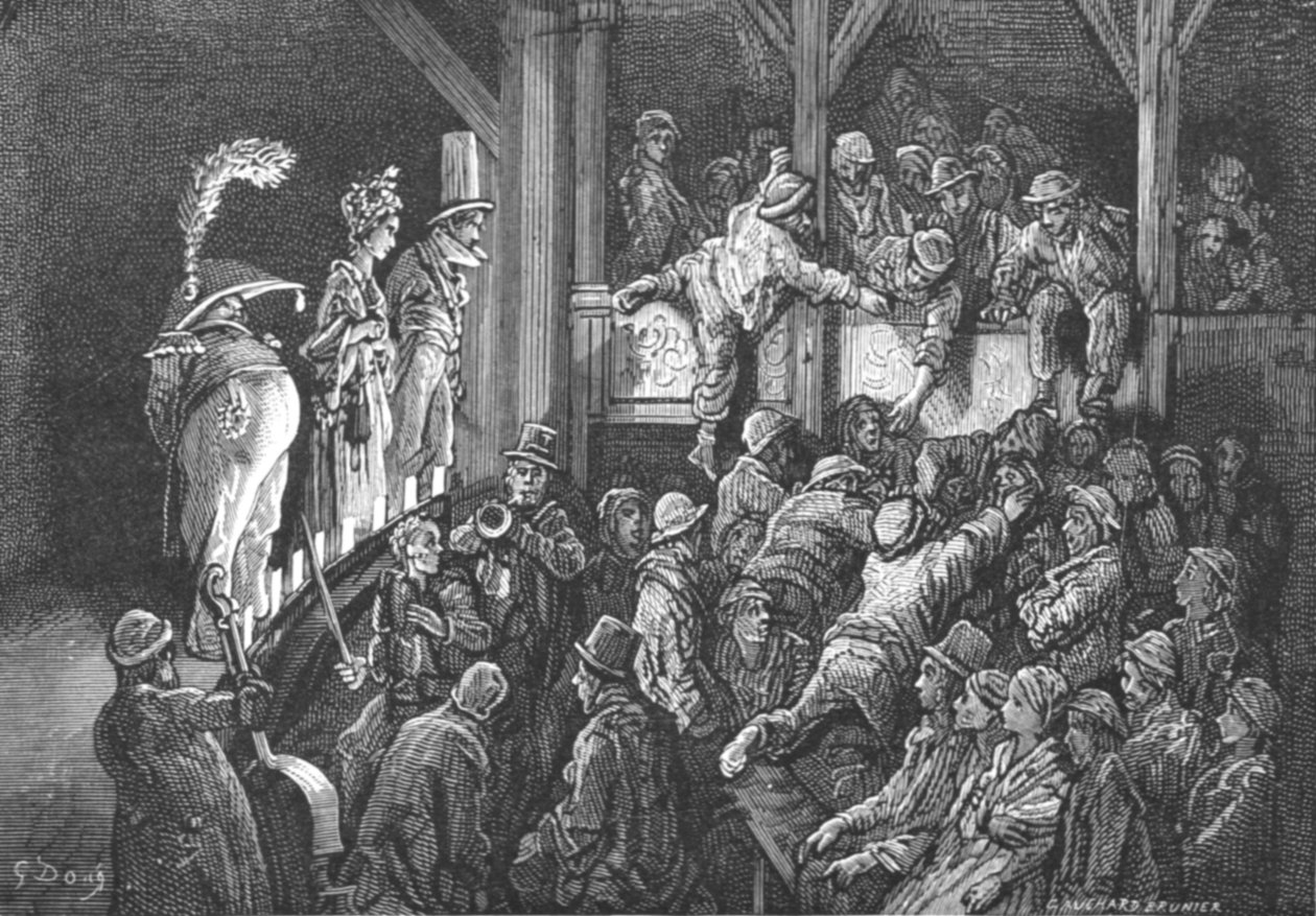 Il Penny Gaff, 1872 da Gustave Dore