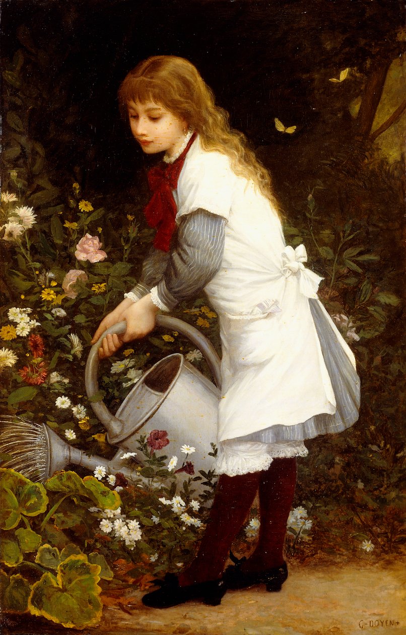 Giovane ragazza in un giardino da Gustave Doyen