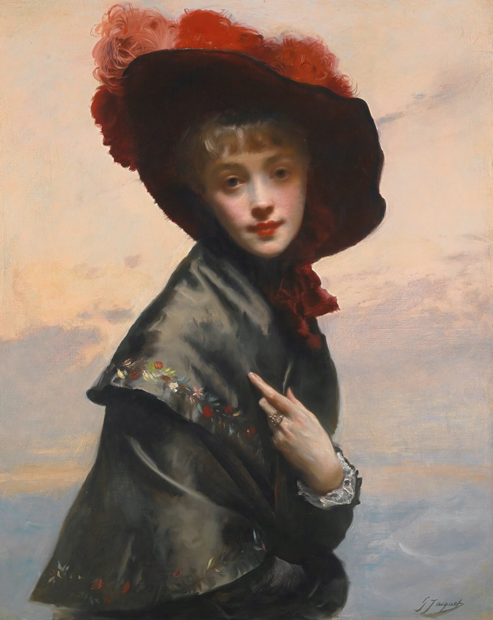 Dama con cappello da Gustave Jean Jacquet