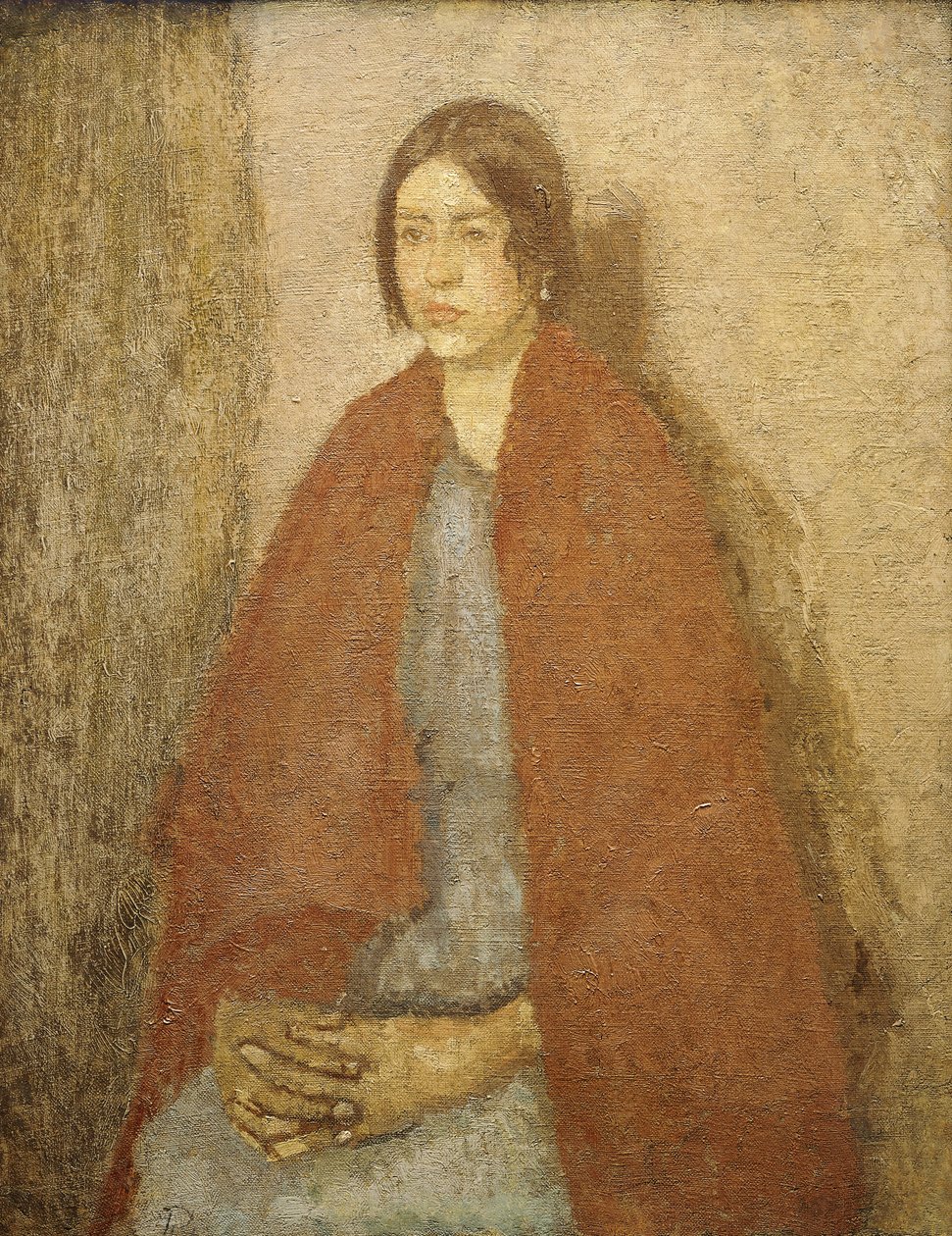 Giovane donna con scialle rosso da Gwen John