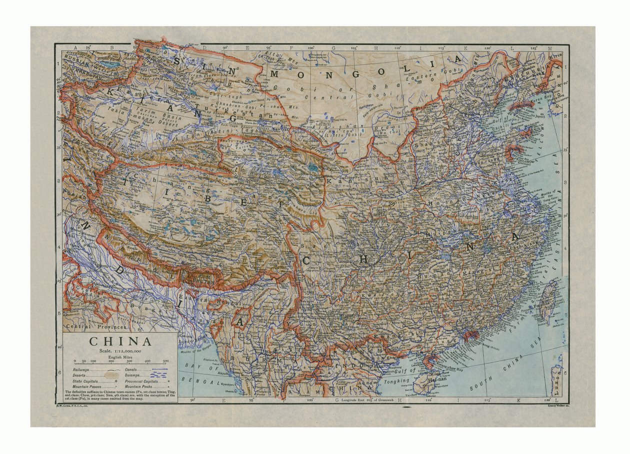 Mappa della Cina da HW Cribb