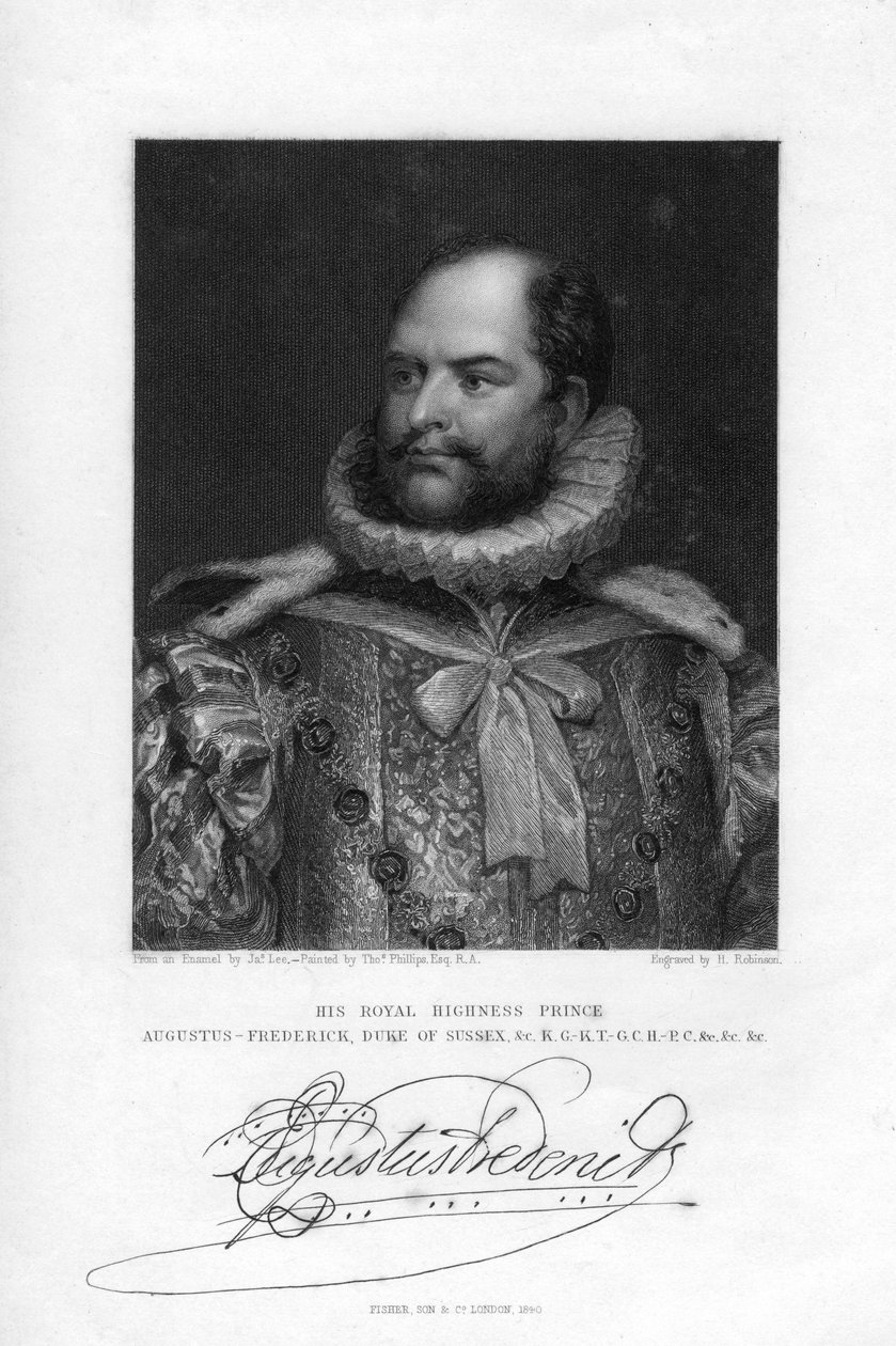 Principe Augusto Federico, Duca di Sussex, 1840 da H. Robinson