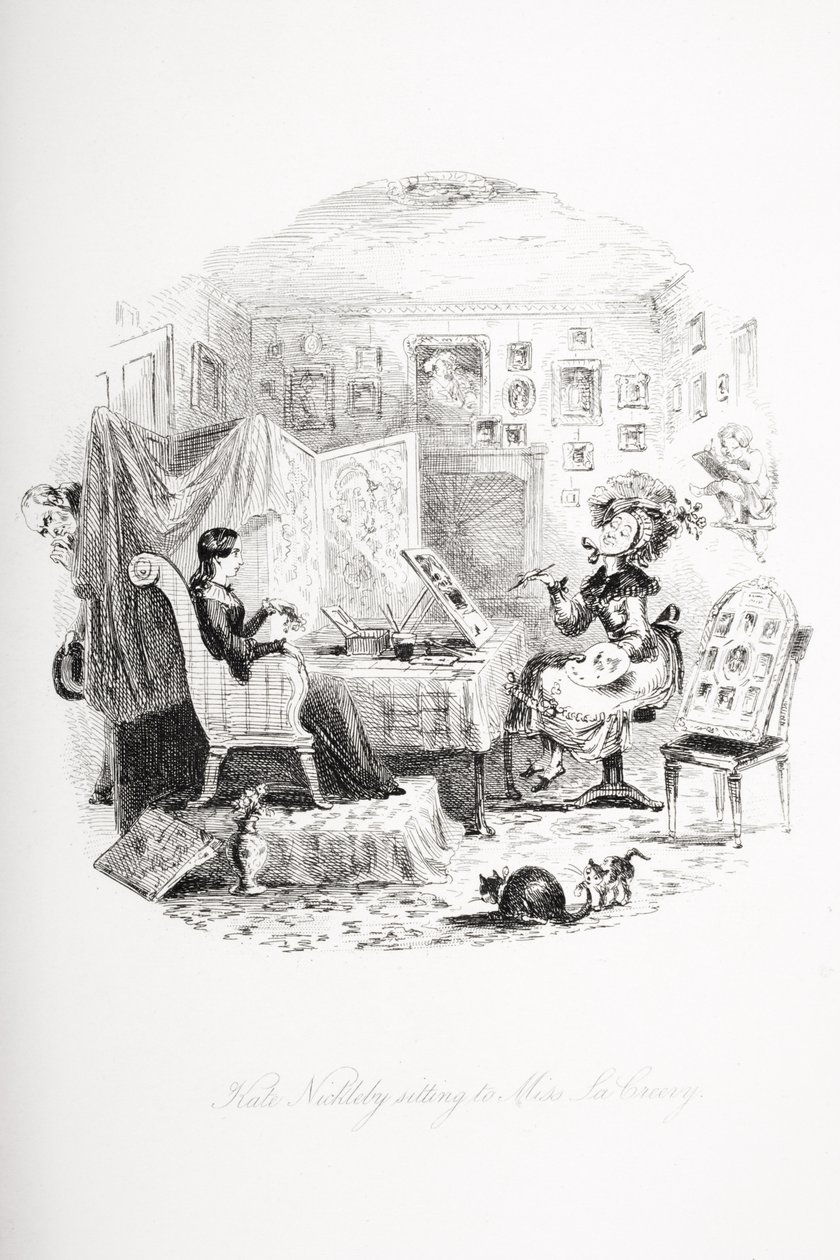 Kate Nickleby che posa per Miss La Creevey, illustrazione da 