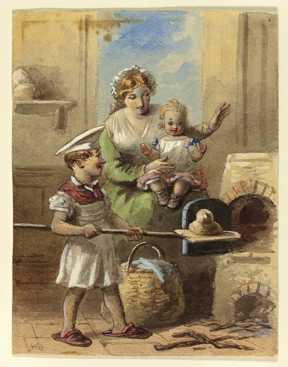 Ragazzo che prepara il pane da Hablot Knight Browne