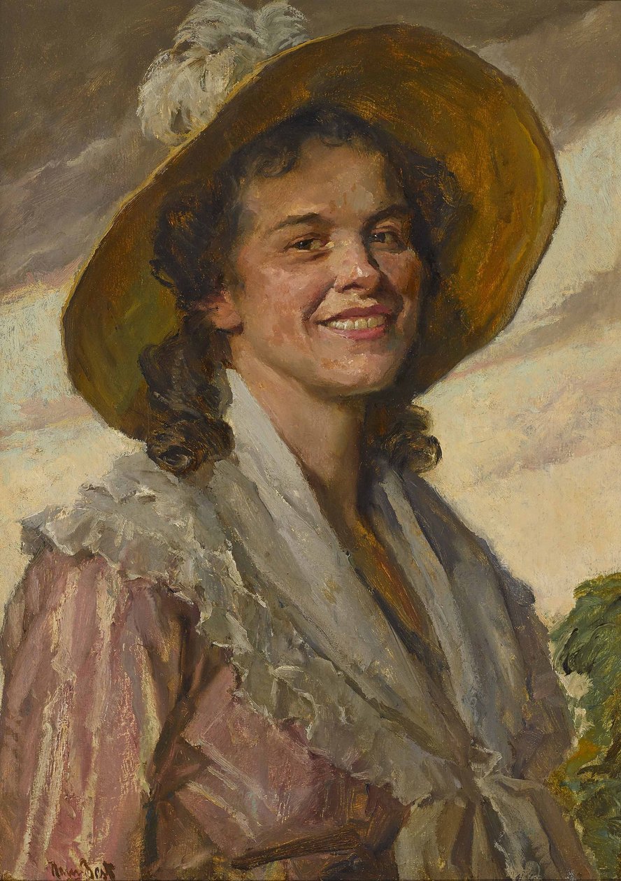Giovane donna con grande cappello da Hans Best
