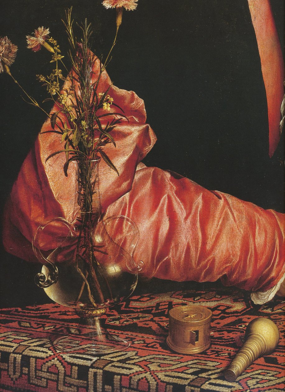 Ritratto del mercante Georg Gisze (dettaglio della manica e dei fiori) da Hans Holbein