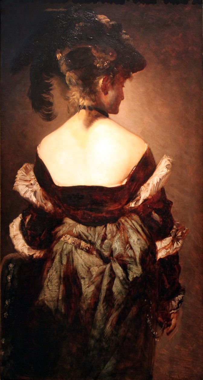Dama con cappello piumato da Hans Makart