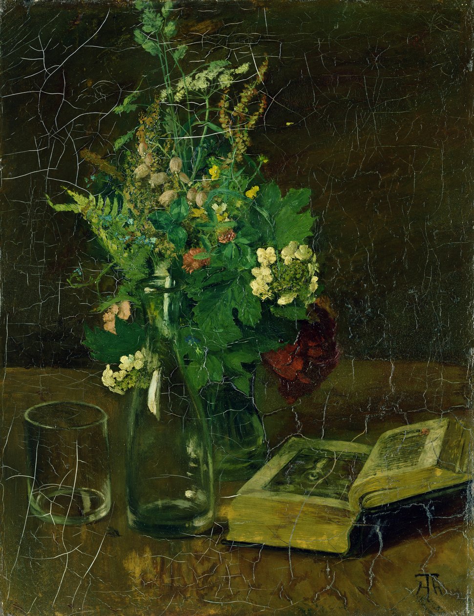Natura morta con un mazzo di fiori e una Bibbia, 1872 da Hans Thoma
