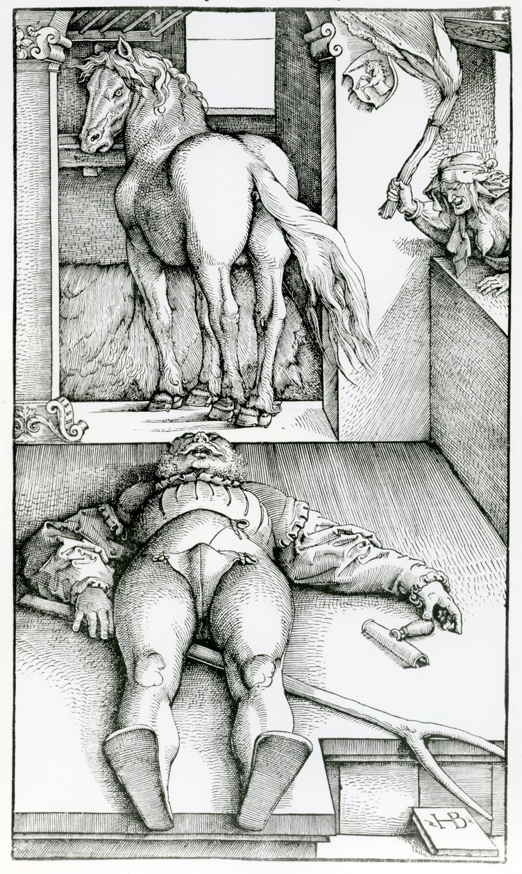 Groom addormentato e strega da Hans (after) Baldung Grien
