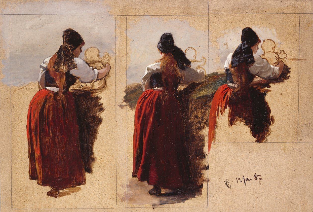 Studi di una donna di Rügen da Hans Gude