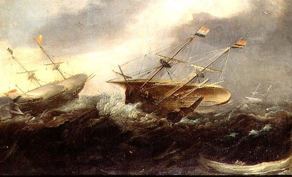 Navi da guerra olandesi in una tempesta da Hans I Savery