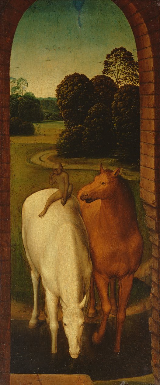 Due cavalli in un paesaggio da Hans Memling