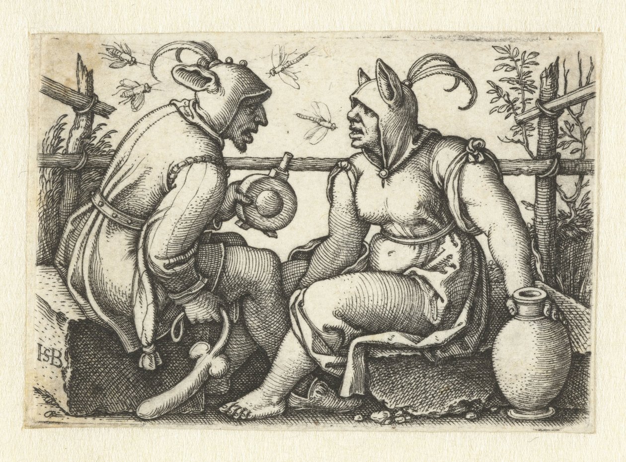 Giullare con fallo e giullare femminile da Hans Sebald Beham