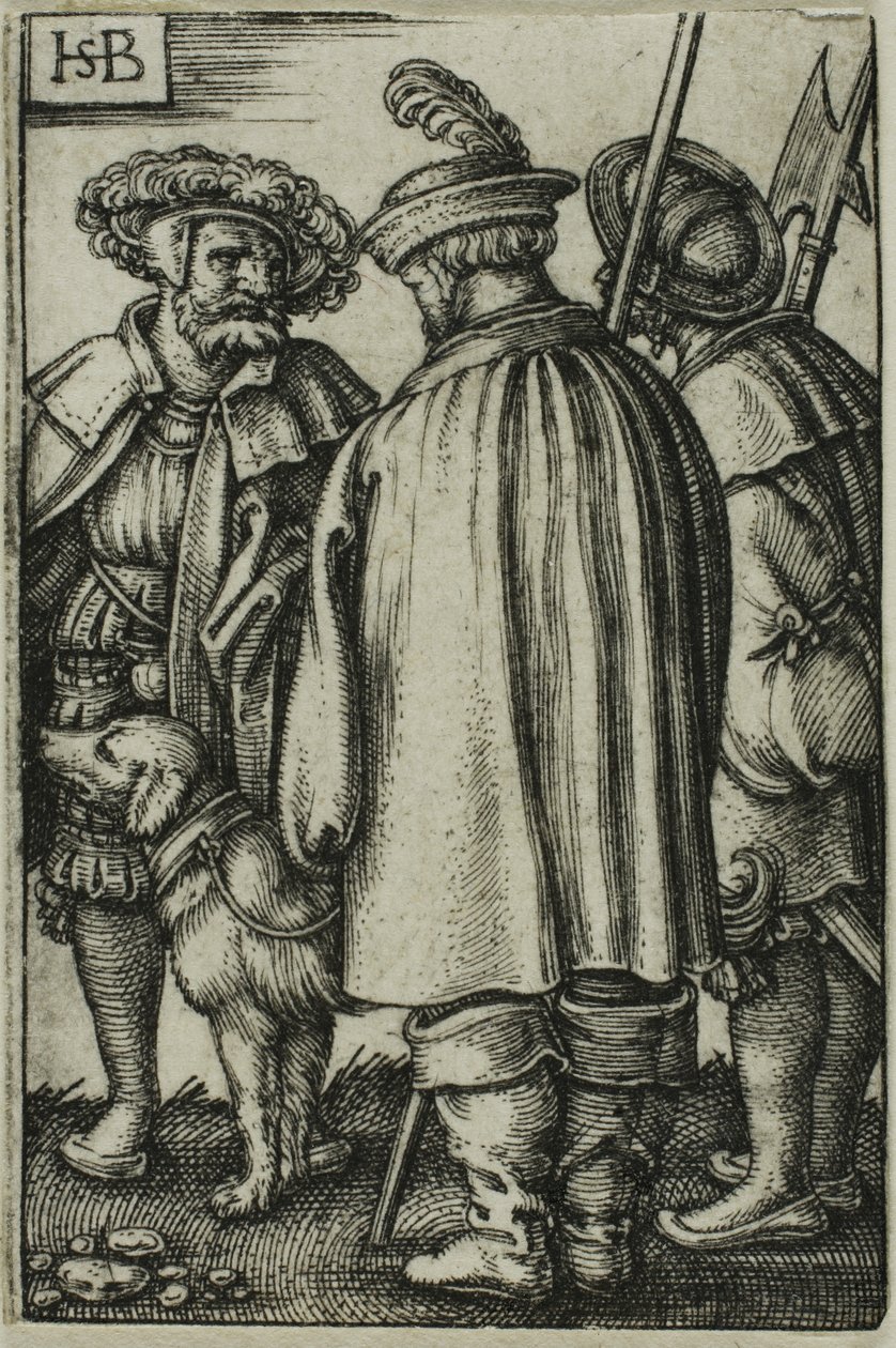 Tre soldati e un cane da Hans Sebald Beham