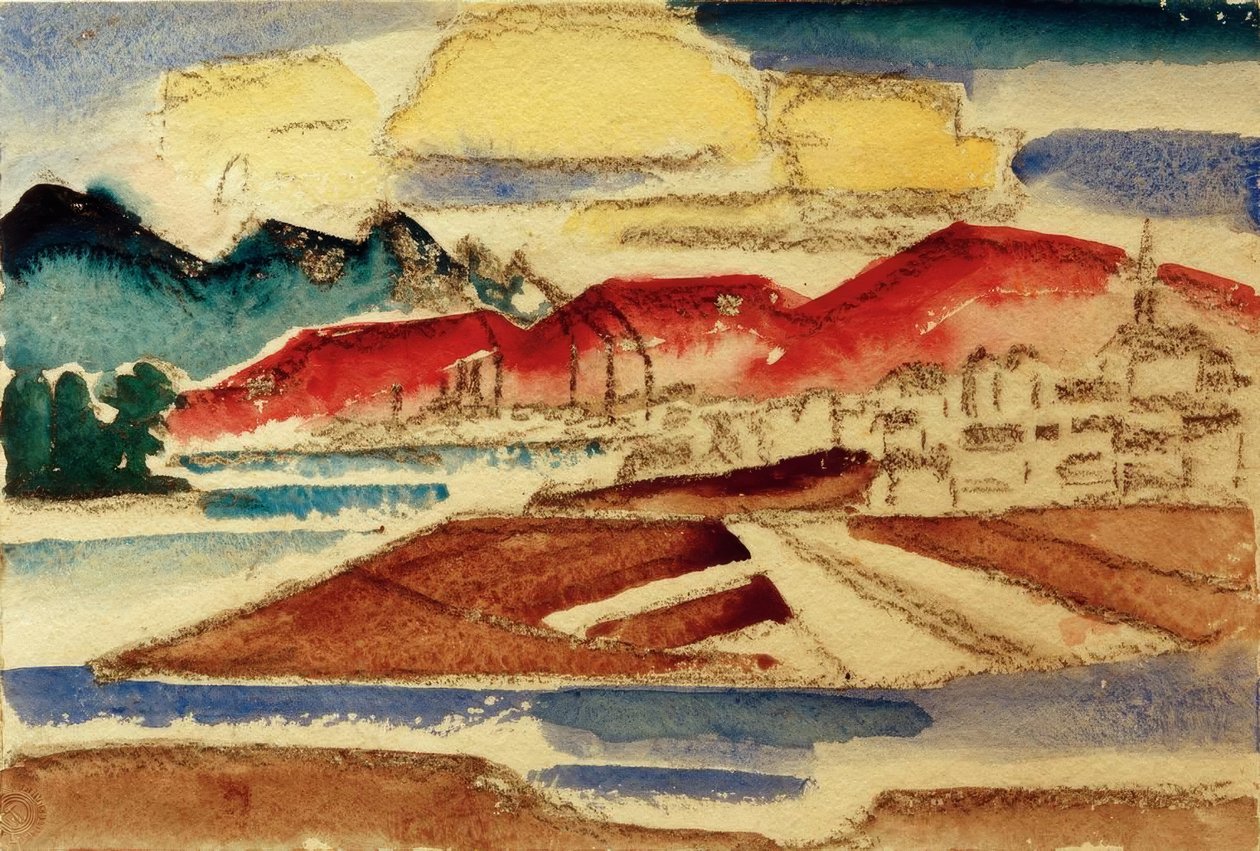 Paesaggio con montagne rosse da Hans Thuar