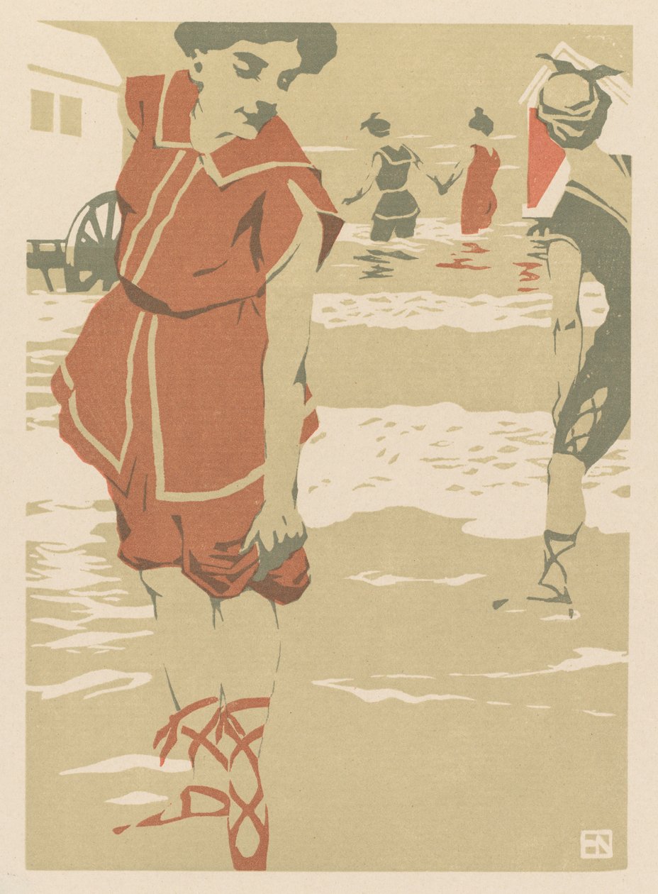 Bagnanti, 1900 circa (xilografia a colori) da Hans von Newmann
