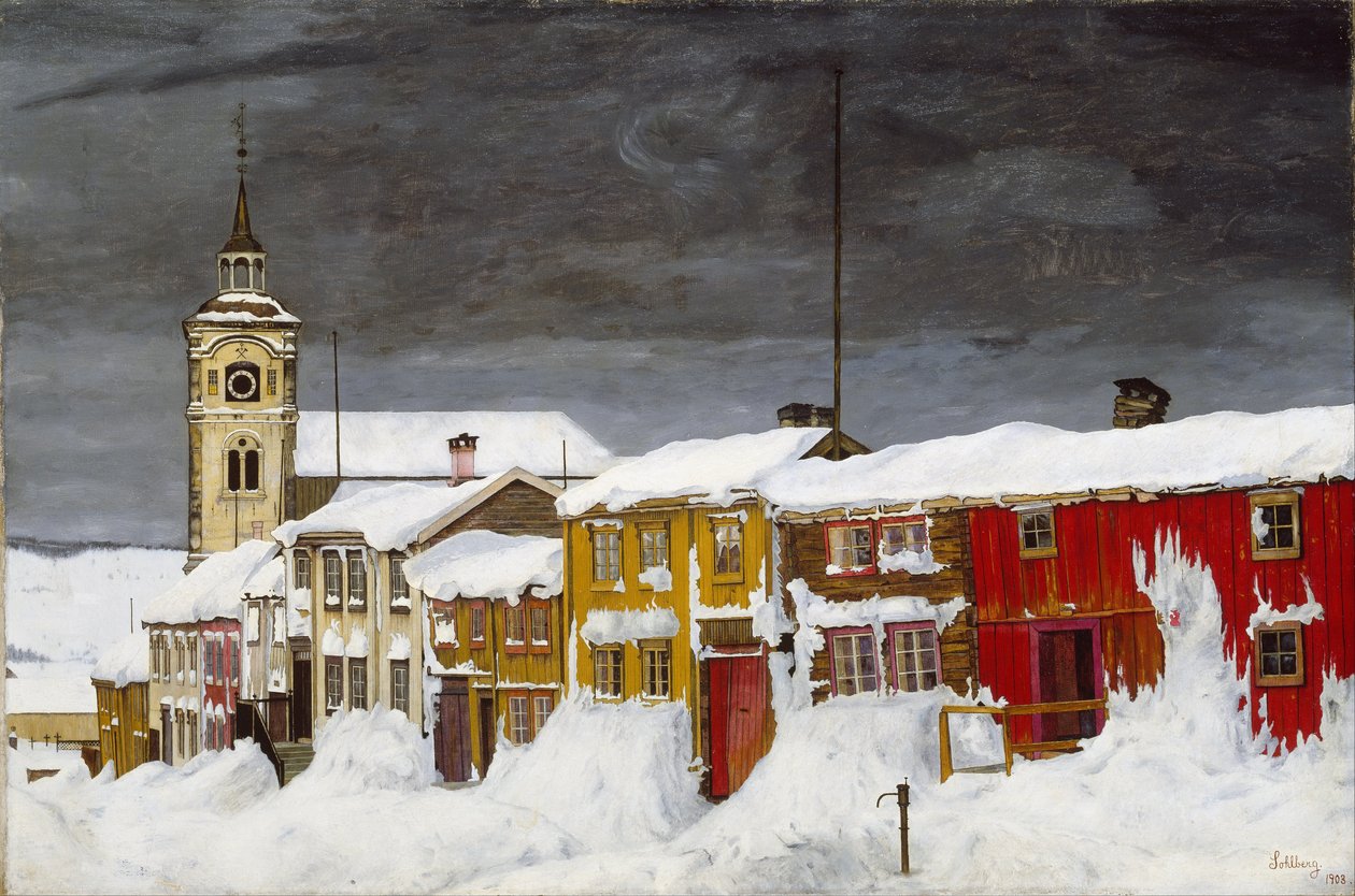Strada a Røros in inverno da Harald Sohlberg