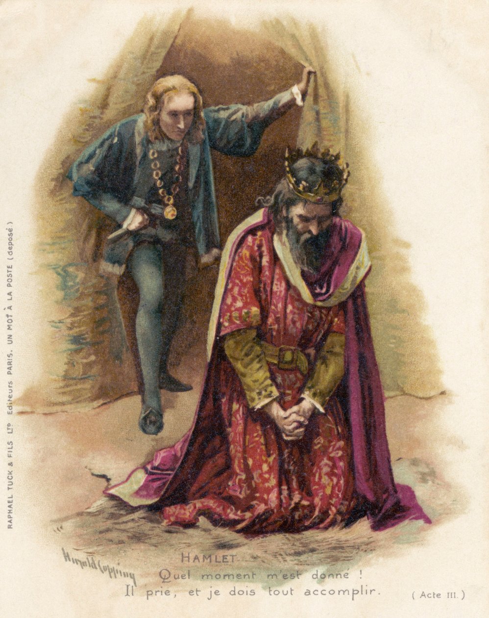 Amleto affronta il colpevole Claudio da Harold Copping