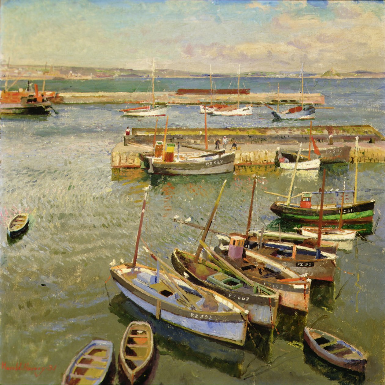 Barche, Porto di Newlyn da Harold Harvey