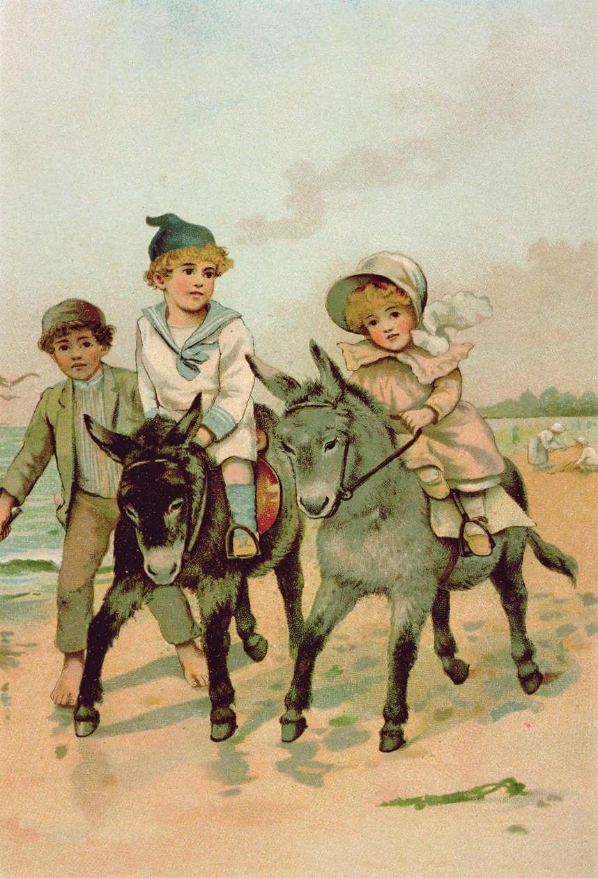 Bambini che cavalcano asini al mare da Harriet M. Bennett