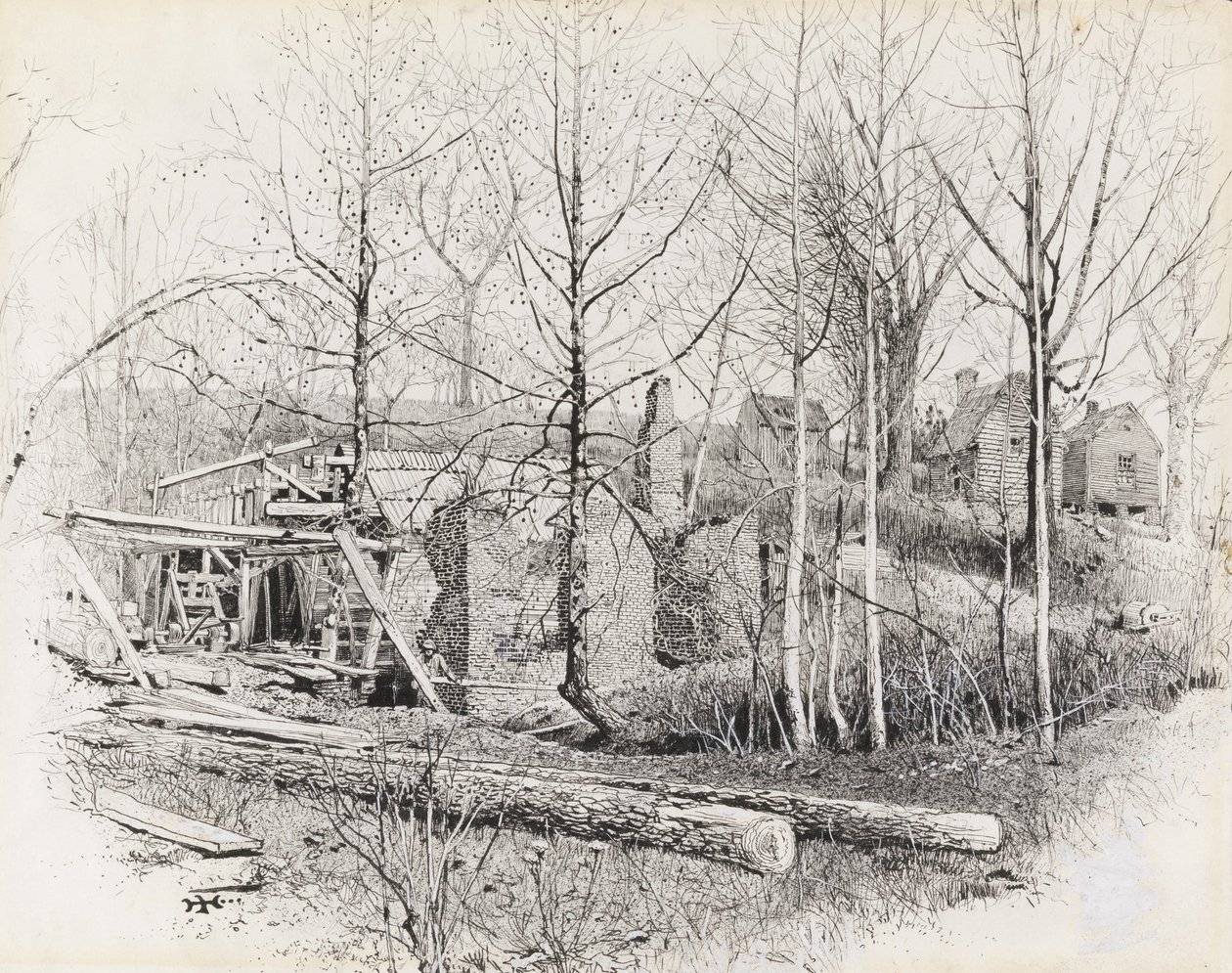 Aspetto attuale di Gainess Mill, guardando a est da Harry Fenn