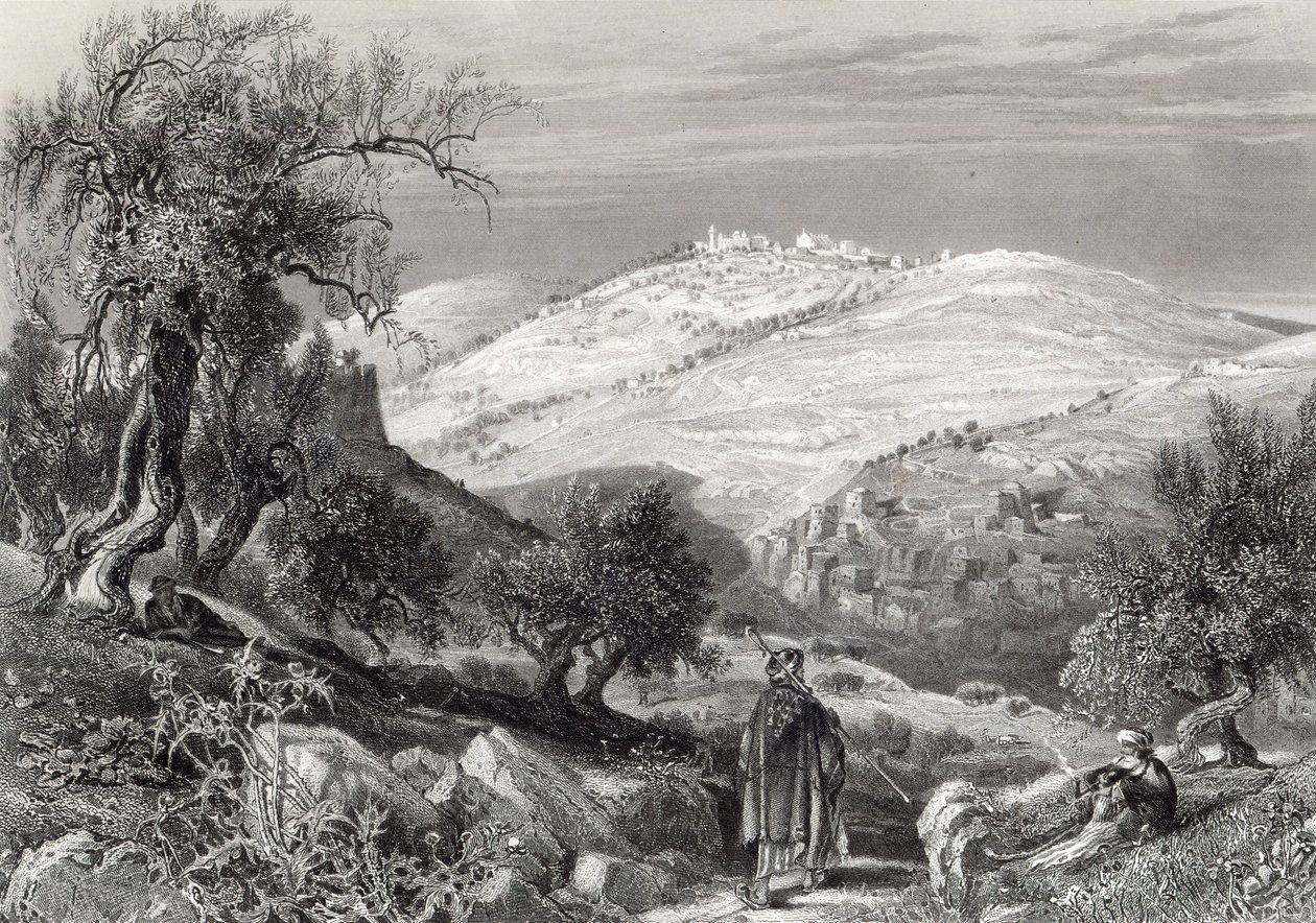 Il Monte degli Ulivi, dal Monte Sion (inciso da S. Bradshaw) da Harry Fenn