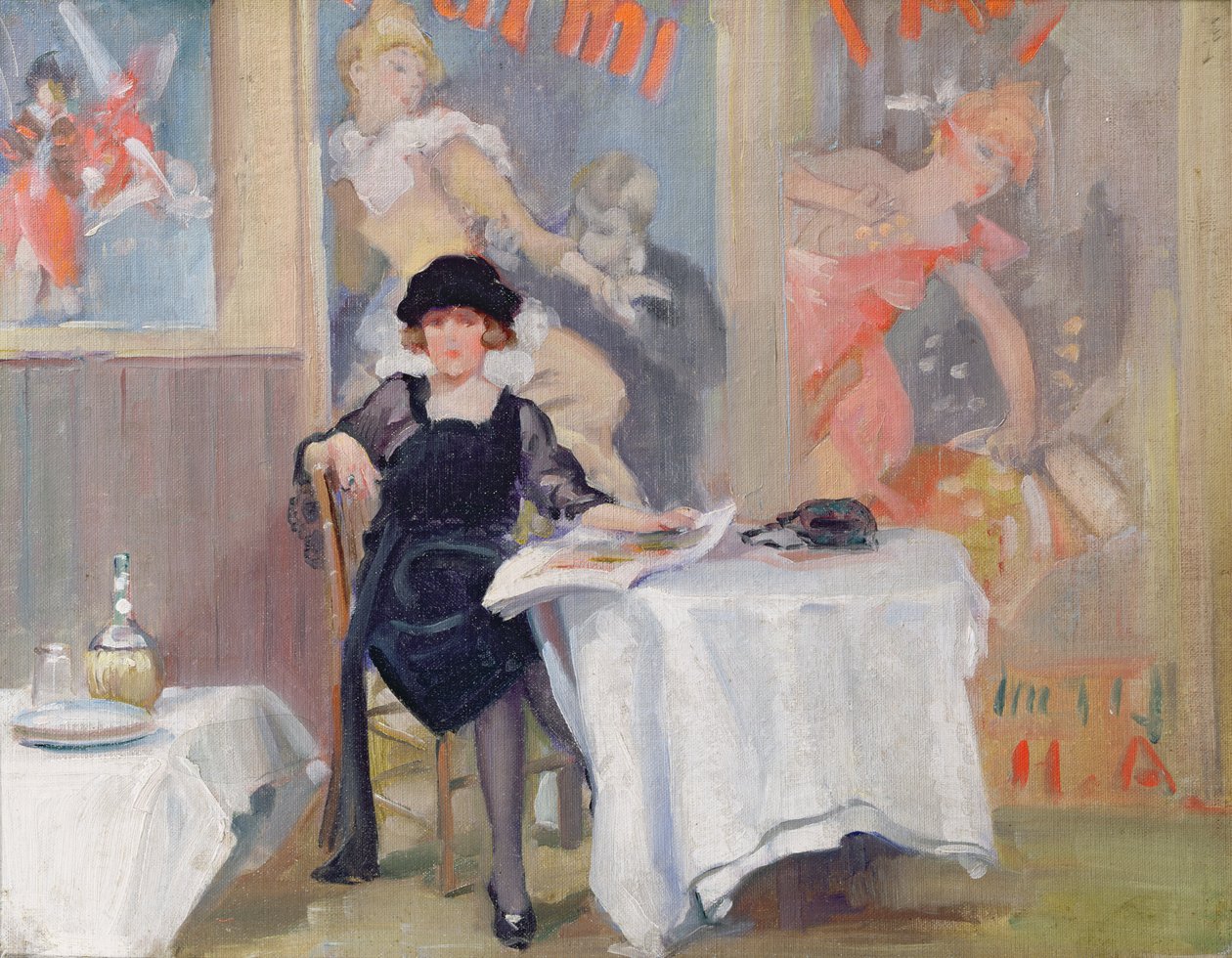 Signora al tavolo di un caffè da Harry J. Pearson